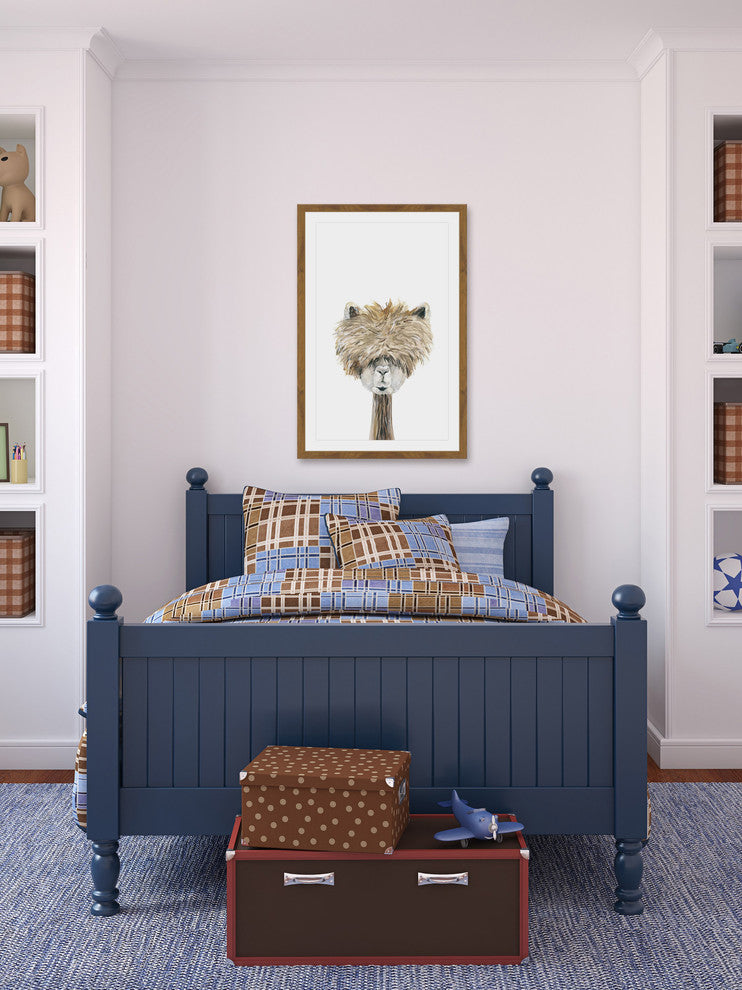 "Bushy Haired Llama" Framed Painting Print, 20"x30"