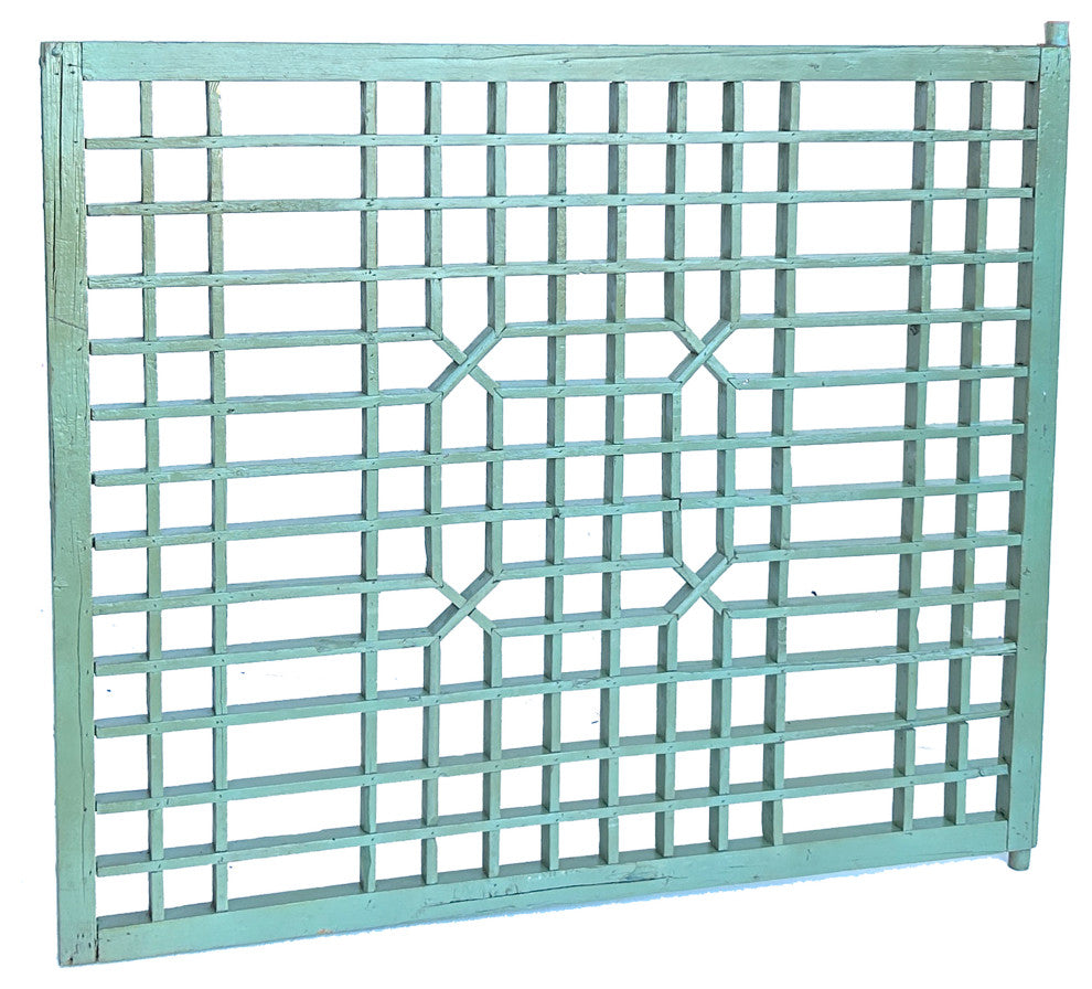 Vintage Rustic Pastel Light Green Grid Geometric Wood Wall Panel