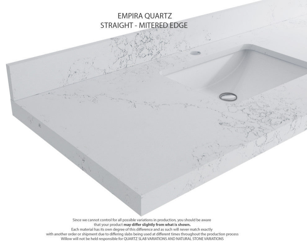 Elizabeth 36 Center Sink Bath Vanity in Light Natural Teak 2" Empira Quartz