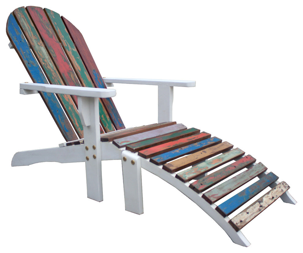 Adirondack Chair Including Footstool Made From Recycled Teak Wood Boats