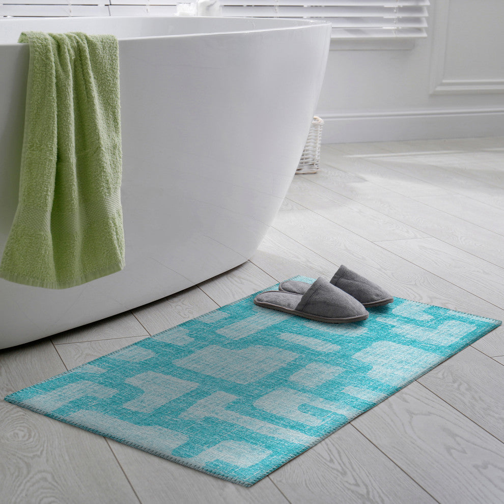 Indoor/Outdoor Sedona SN4 Robins Egg Machine Washable 1'8" x 2'6" Rug