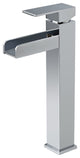 Contemporary Single Handle Waterfall Spout Bathroom Vessel Sink Faucet, Chrome