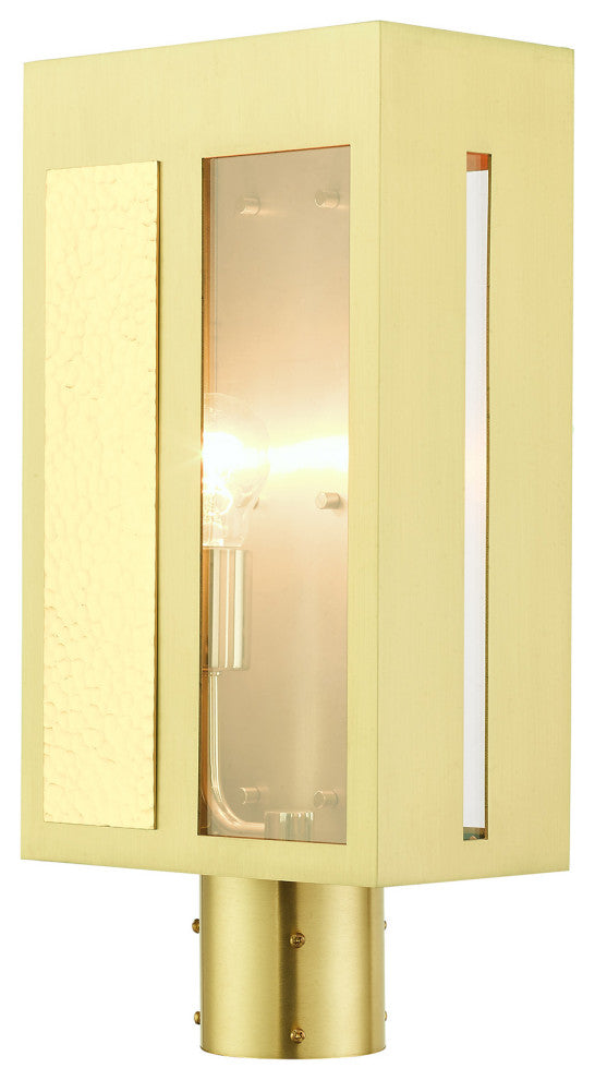 Satin Brass Contemporary, Nautical, Sophisticated Outdoor Post Top Lantern