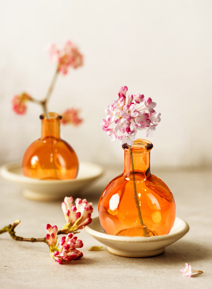 Serene Spaces Living Set of 36 Small Amber Ball Bud Vase, 3" Diameter & 4" Tall