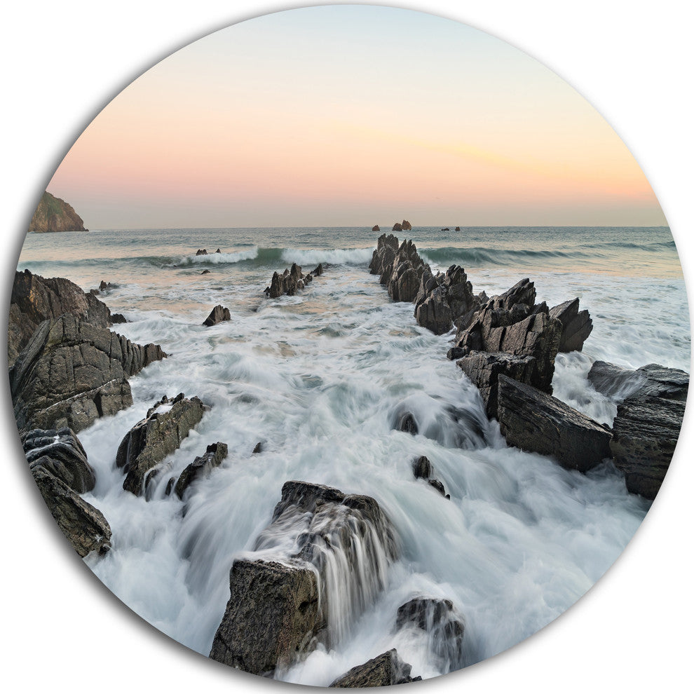 Bay Of Biscay Atlantic Coast Spain, Round Metal Wall Art Landscape, 11"