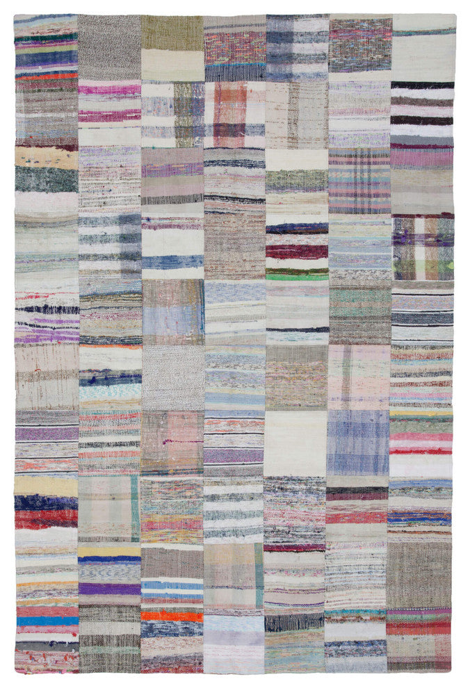 Rug N Carpet - Handmade Anatolian 6' 7'' x 9' 10'' Tribal Patchwork Kilim Rug