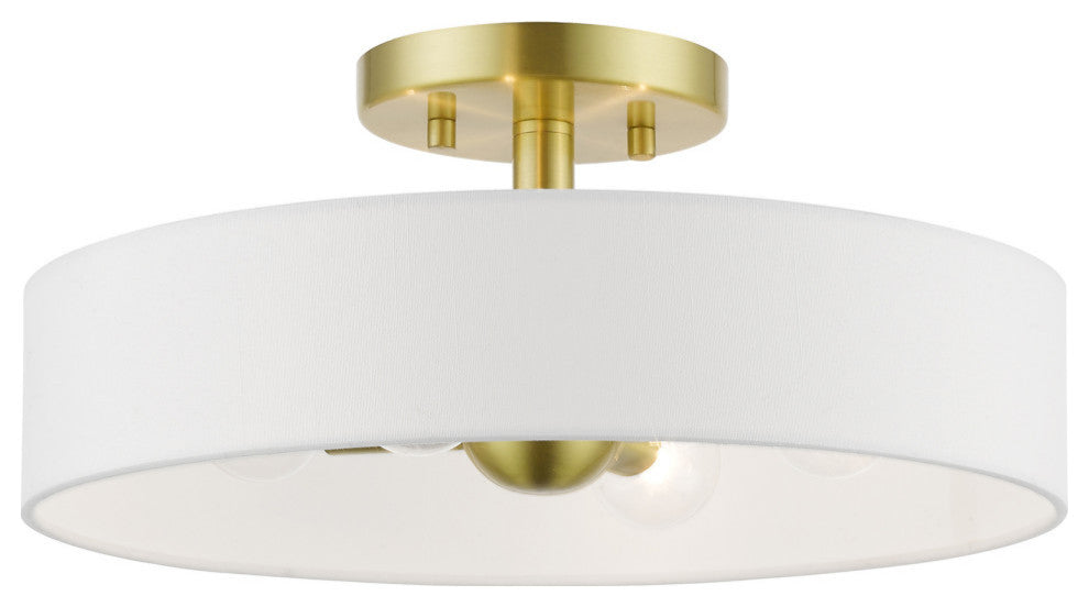 Venlo 4 Light Satin Brass With Shiny White Accents Semi-Flush