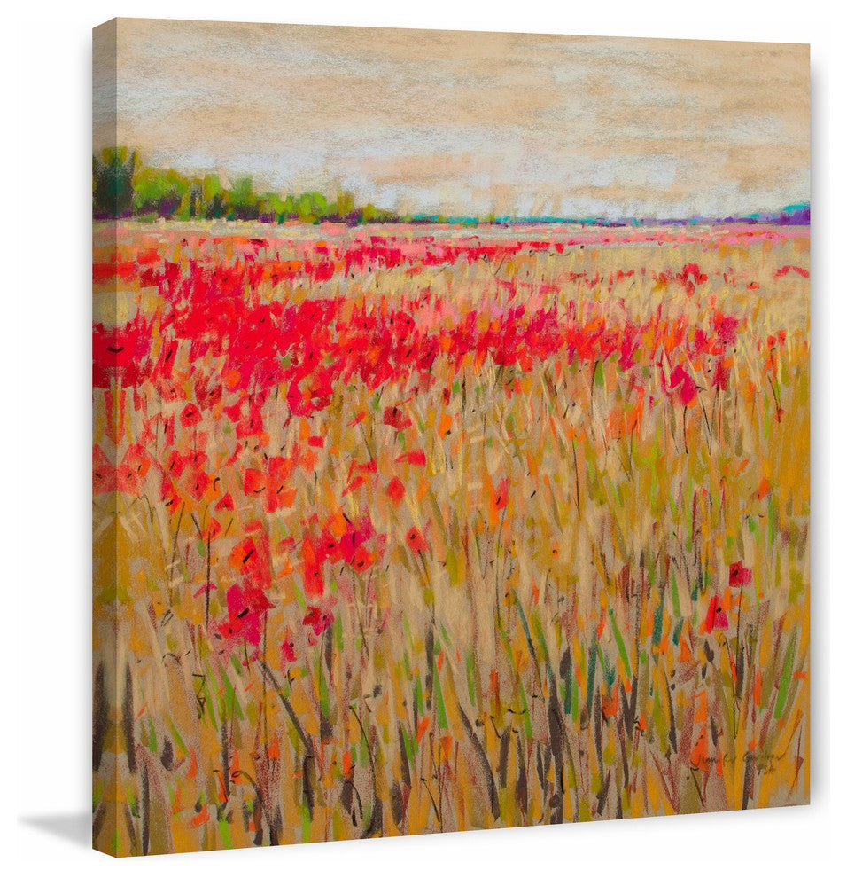 "Poppies Evening Light XV" Painting Print on Wrapped Canvas, 48x48