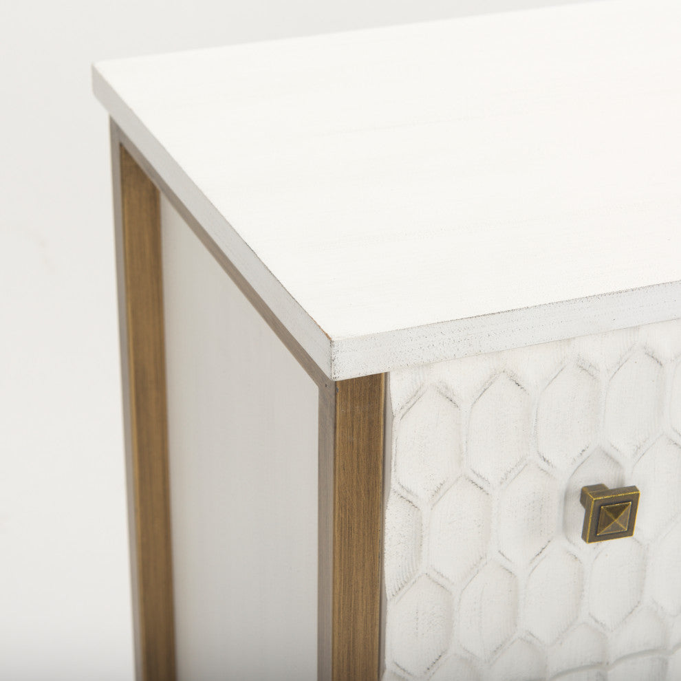 Savannah White Fir Veneer With Gold Metal Accents 6-Drawer Sideboard