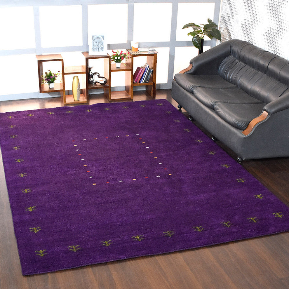 HAND KNOTTED LOOM SILK ECO-FRIENDLY AREA RUG-6'x9',Rectangle,Purple,Contemporary