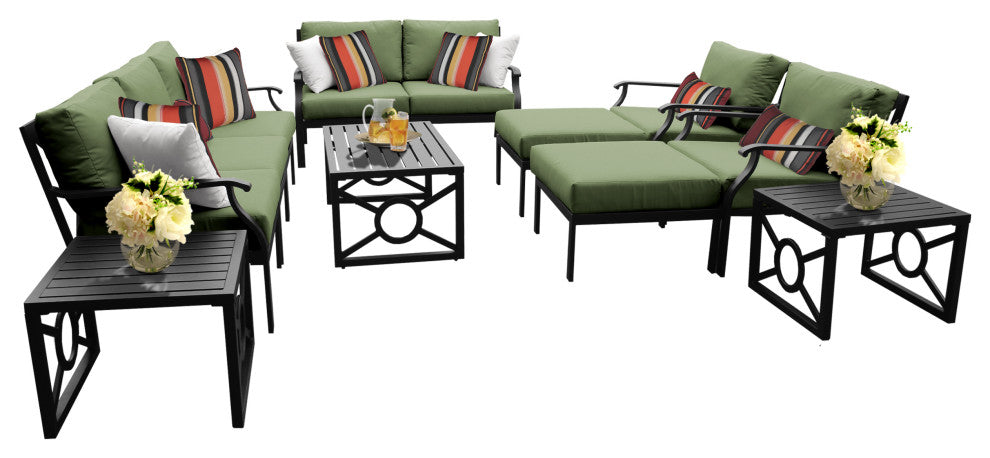 kathy ireland Madison Ave. 12 Piece Aluminum Patio Furniture Set 12h, Forest