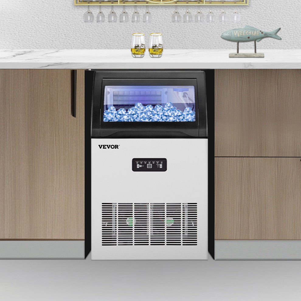 Vevor Commercial Ice Maker Machine Stainless Steel Ice Cube Maker, 121lb/24h