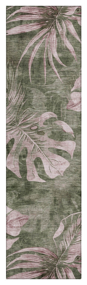 Machine Washable Indoor/Outdoor Chantille ACN1887 Olive 2'3" x 7'6" Runner Rug