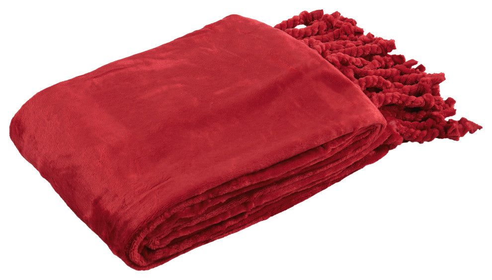 Braided Rope Flannel Fleece Throw, Chili Pepper, 60"x80"