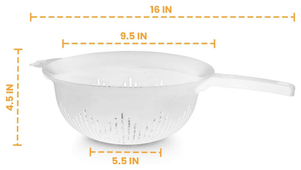 YBM Home 9.75 In. Deep Plastic Strainer Colander Use for Pasta, 3 Pack, White