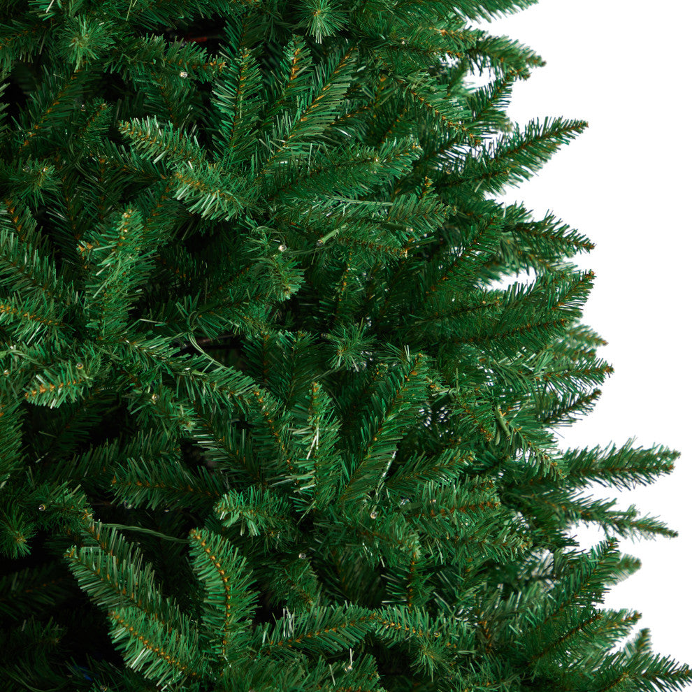 9' Green Valley Fir Faux Xmas Tree W/ 800 Clear Lights & 2093 Bendable Branches