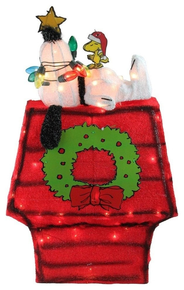 27" Pre-Lit Peanuts 3-Dimensional Snoopy With Star Christmas Outdoor Decoration