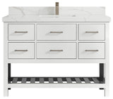 Parker 48 Single Sink Bath Vanity in White 2" Calacatta Laza