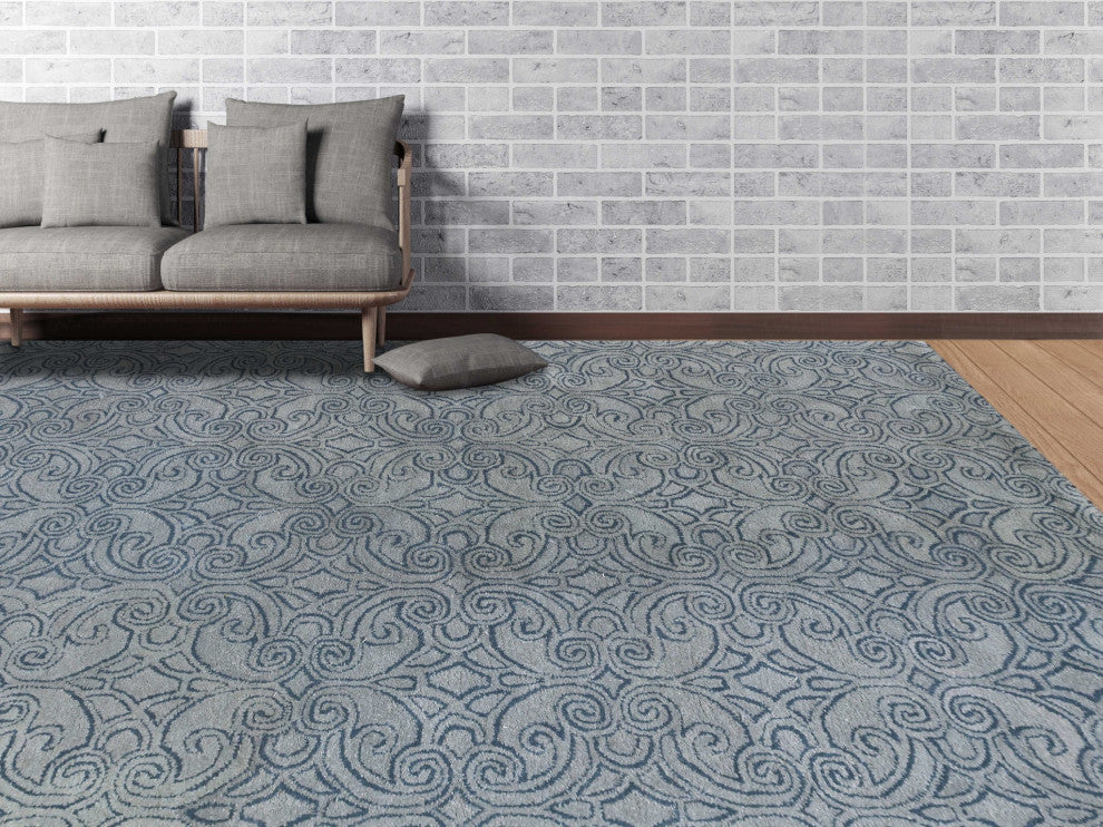 5" X8" X 0.5" Blue Wool Area Rug