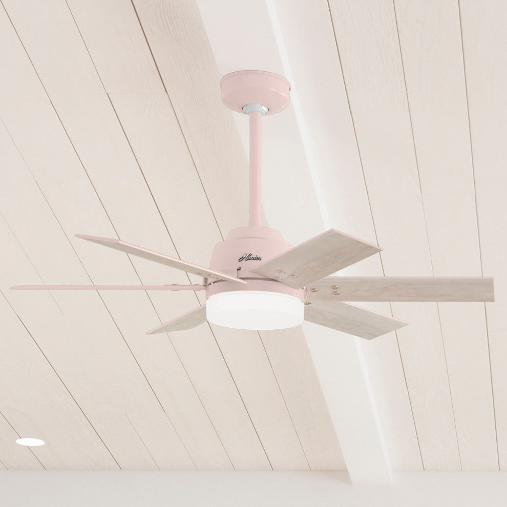 Hunter 44" Pacer Blush Pink Ceiling Fan With LED Light and Remote