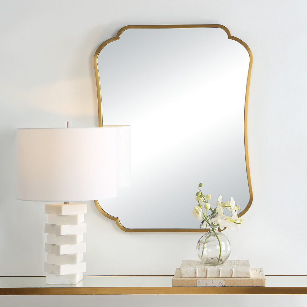 Athena Brushed Brass Mirror