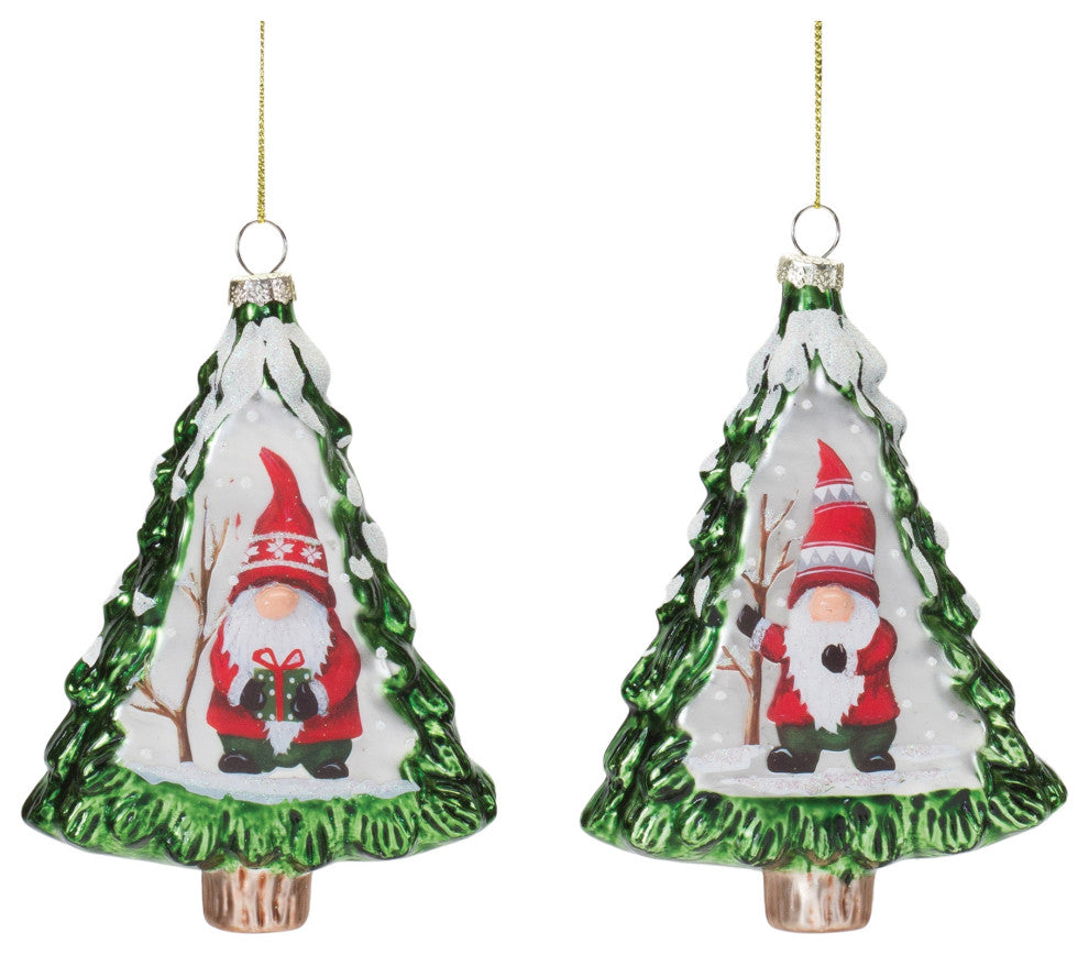 Gnome Pine Tree Ornament, 12-Piece Set