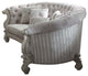 55" Ivory Velvet Curved Floral Sofa And Toss Pillows With Gray Legs