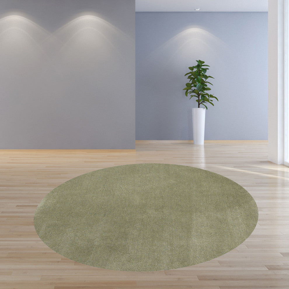 HomeRoots 8' Sage Green Hand Woven Round Indoor Shag Area Rug