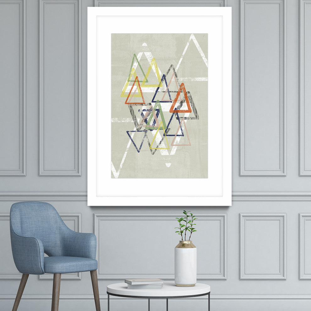 "Stamped Triangles II" Matted and Framed, 52" x 36"
