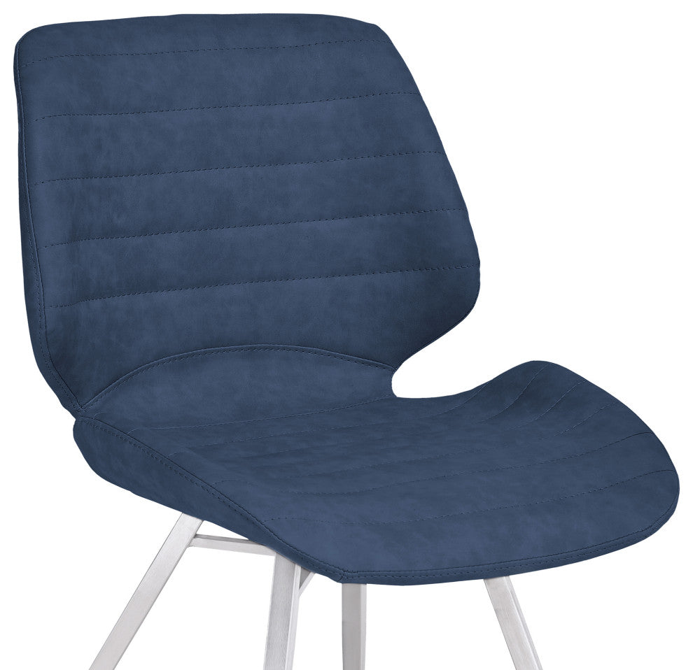 Valor Contemporary Dining Chair In Dark Vintage Blue Faux Leather, Set of 2