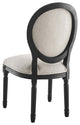 French Vintage Side Dining Chair, Fabric, Wood, Black Beige, Modern, Cafe Bistro