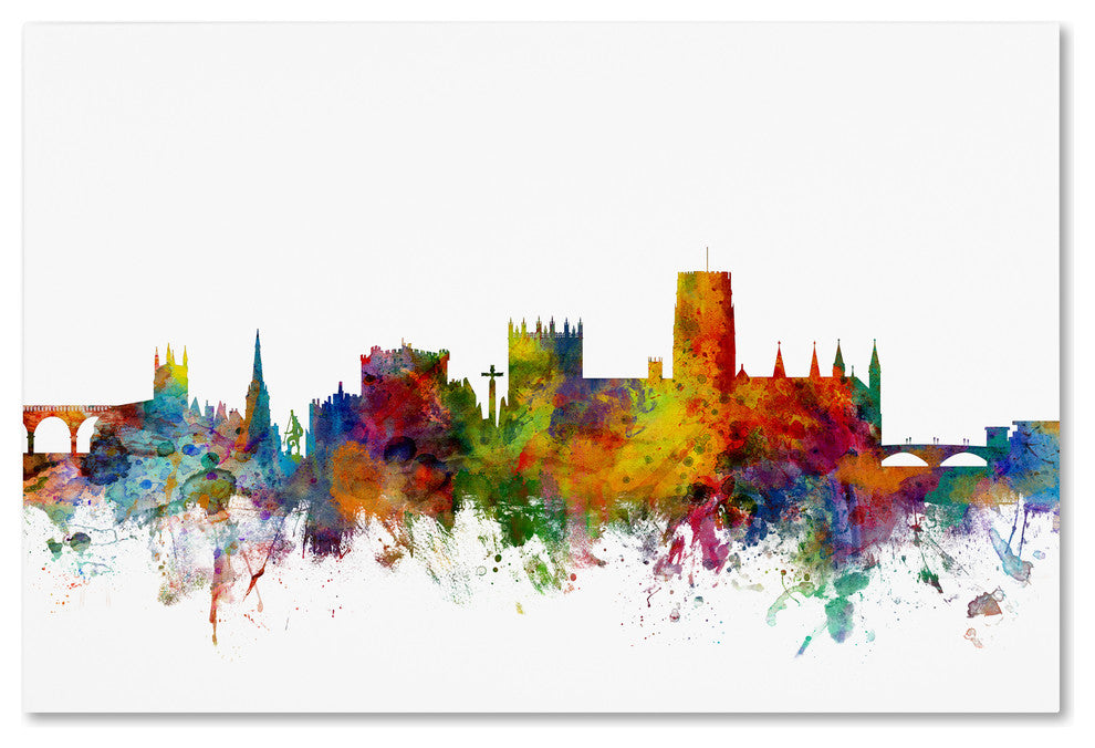 Michael Tompsett ''Durham England Skyline White'' Canvas Art, 16x24