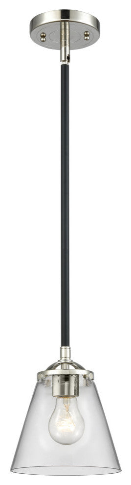 Small Cone 1-Light Mini Pendant, Black Polished Nickel, Clear