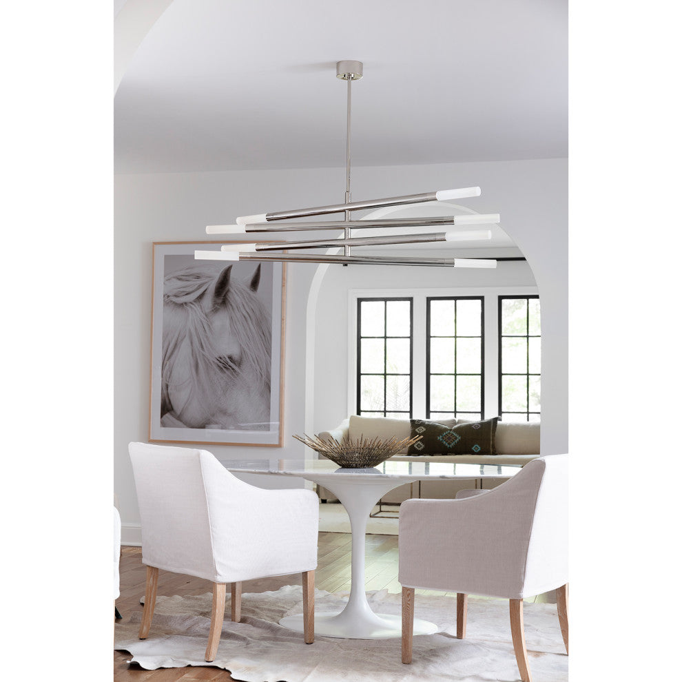 Wick Chandelier, Polished Nickel