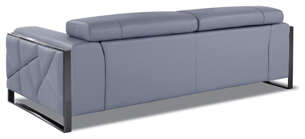 Trento Genuine Italian Leather Modern Sofa Light Blue