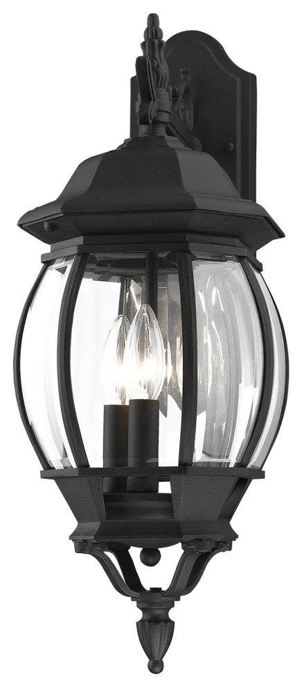 Textured Black Traditional, Colonial, French Historical, Outdoor Wall Lantern