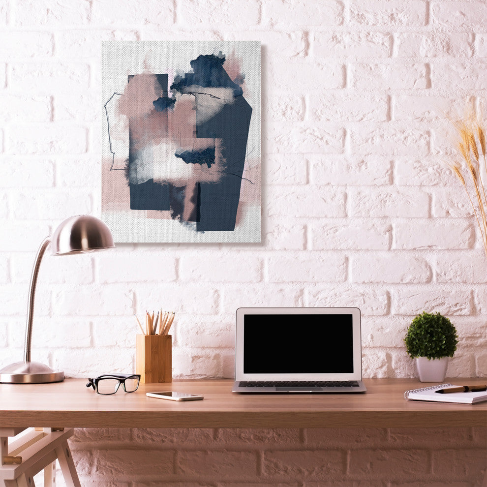 Beautiful Abstract Geometry Pink and Blue Painting, 30"x40"