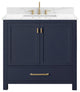 Avanity Modero Bath Vanity, Navy Blue, 37", Single Sink, Cala White Engineered S