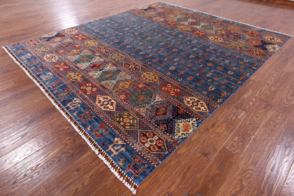 Hand Knotted Persian Tribal Gabbeh Wool Rug 8' 5" X 9' 10" Q4898