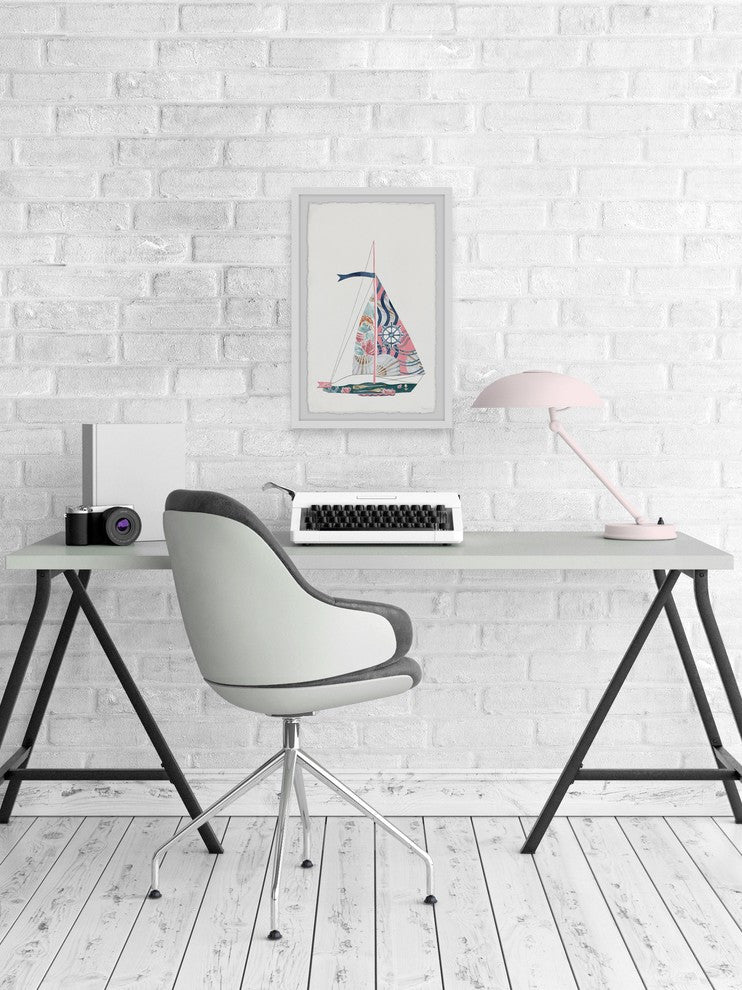 "Sailing Pink" Framed Painting Print, 12"x18"