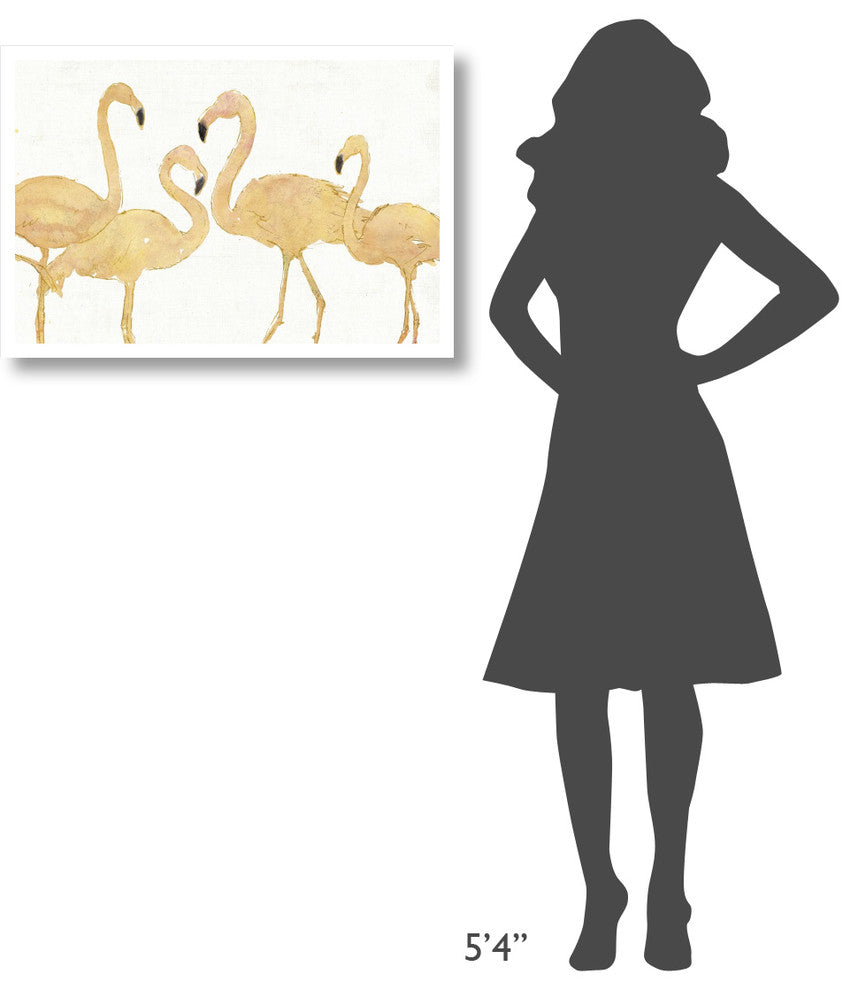 "Flamingo Fever I no Splatter Gold" Paper Print by Anne Tavoletti, 32"x22"