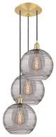Ballston-Athens Deco Swirl 3-Light 19" Cord Pendant, Satin Gold, Light Smoke