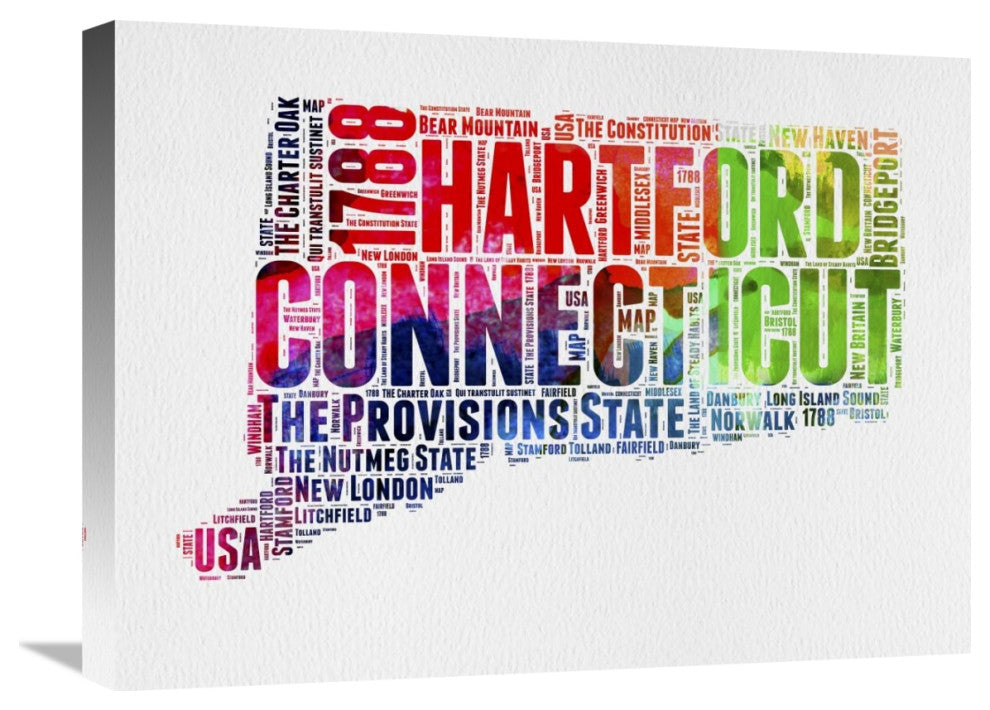 "Connecticut Watercolor Word Cloud" Fine Art Print