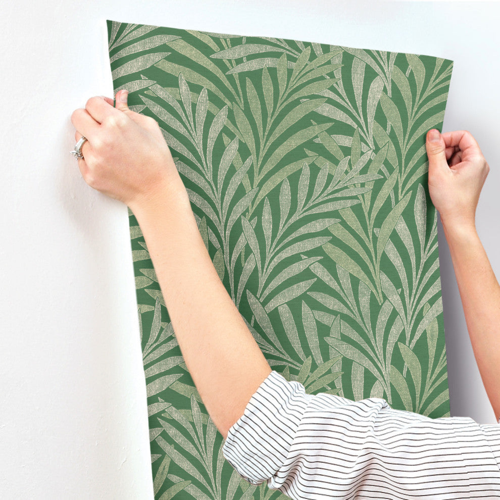 Green Tea Leaves Stripe Wallpaper
