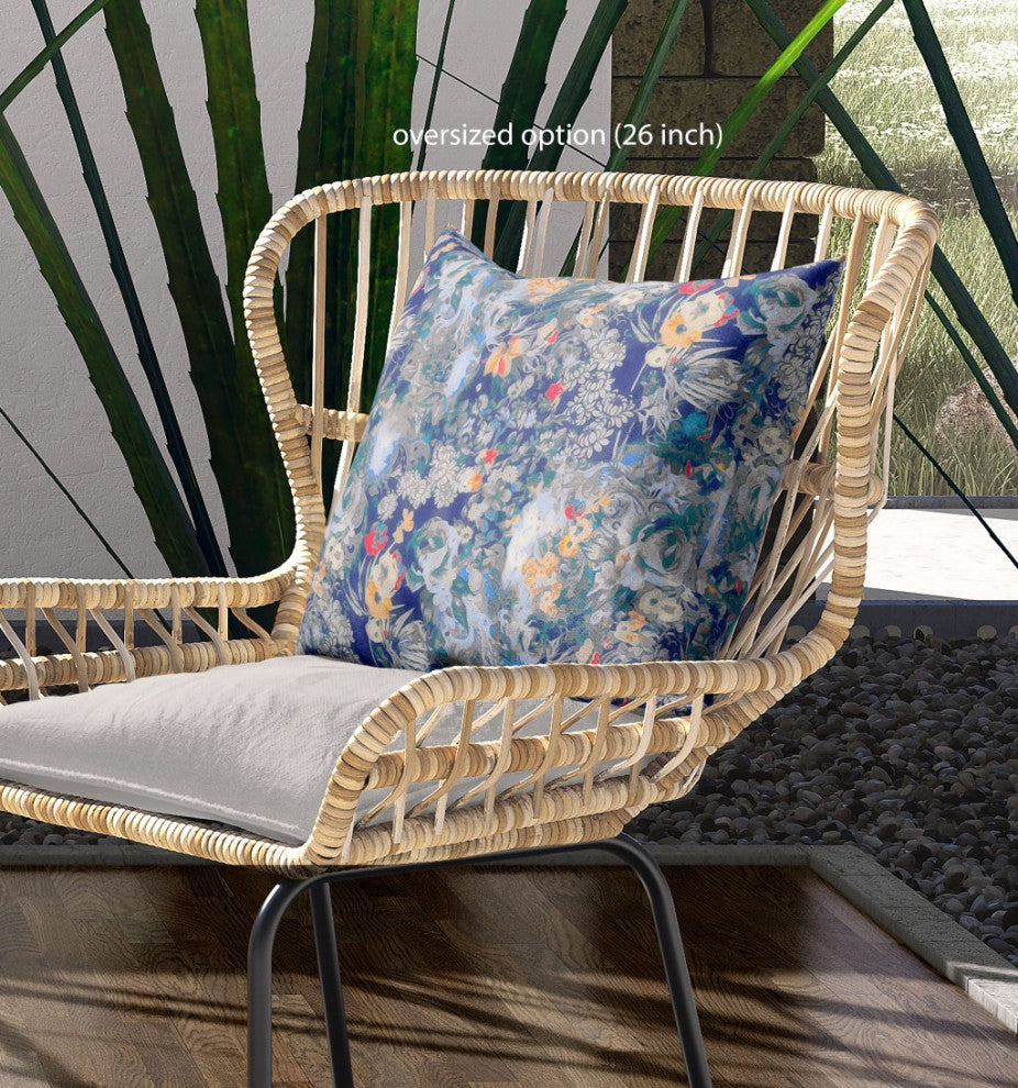 20" Blue Gray Springtime Indoor Outdoor Throw Pillow