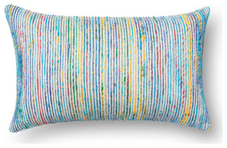 Recycled Sari Silk With Texture Throw Pillow, Blue / Multi, 13"x21", Down/Feathe
