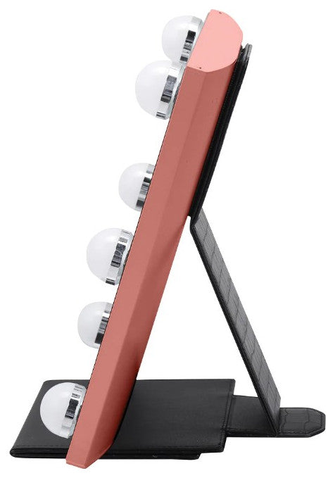 Lumiere Touch Pad Mini LED Makeup Mirror, Rose Gold, Hollywood Led Bulbs