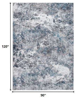 8"x10" Gray Blue Abstract Galaxy Area Rug