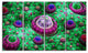 Green Fractal Exotic Planet, Abstract Canvas Art Print, 48"x28", 4 Panels