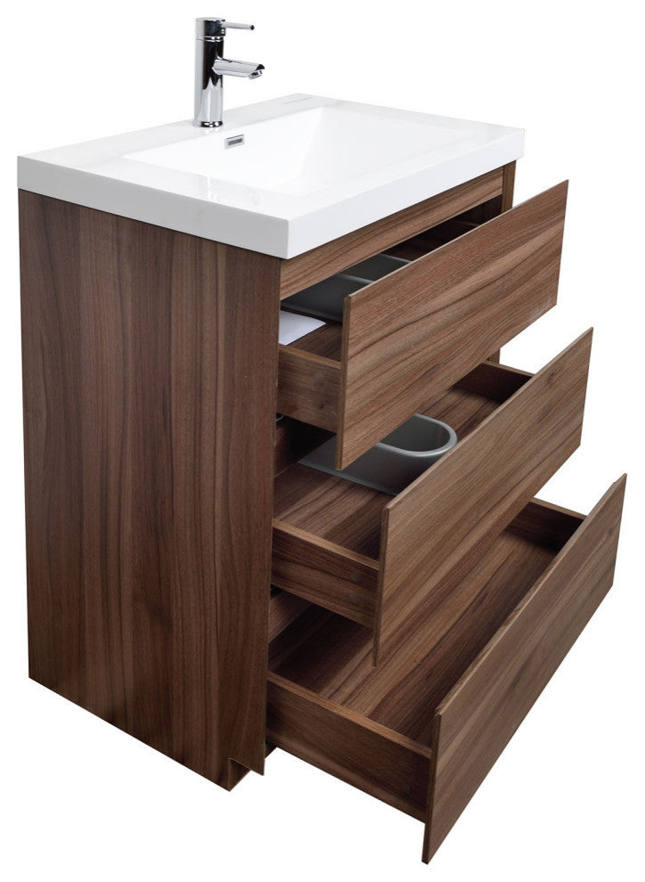 Edison 30" Single Bathroom Vanity Set, Walnut